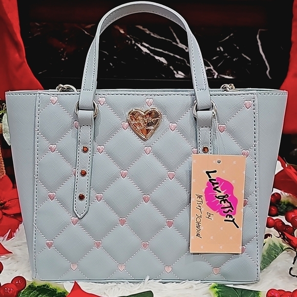 Betsey Johnson Handbags - NWT GREY n PINK a QUILTED w/STUDS LUV BETSEY SATCHEL